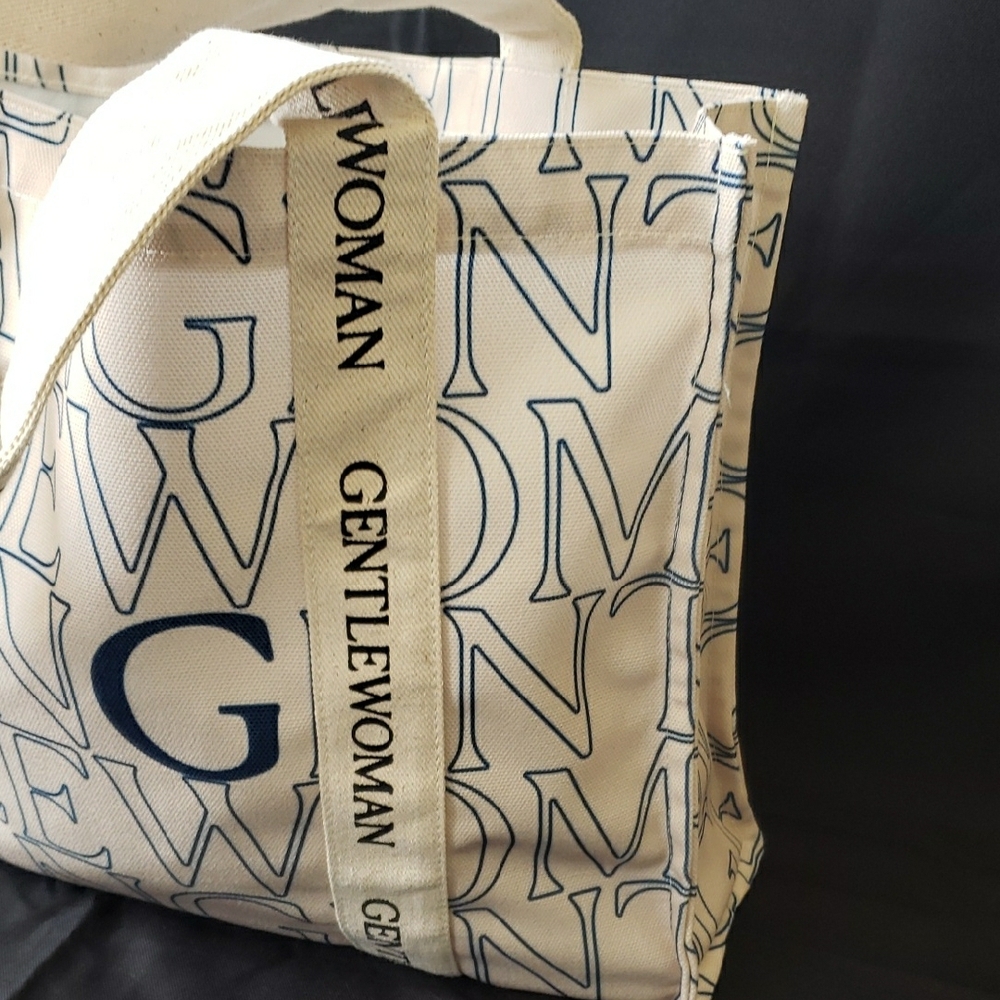 Gentlewoman Ivory Canvas Tote with Navy Logo - Picture 6 of 14